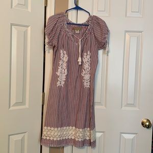 Red White and Blue Embroidered Dress